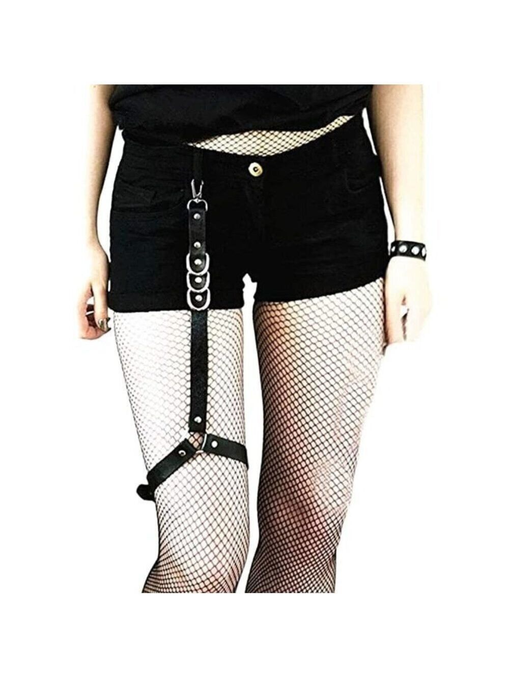 𝅺LEATHER Strap Belt Loop Clip Leg Harness Garter Bondage Cosplay Rave BDSM NWT